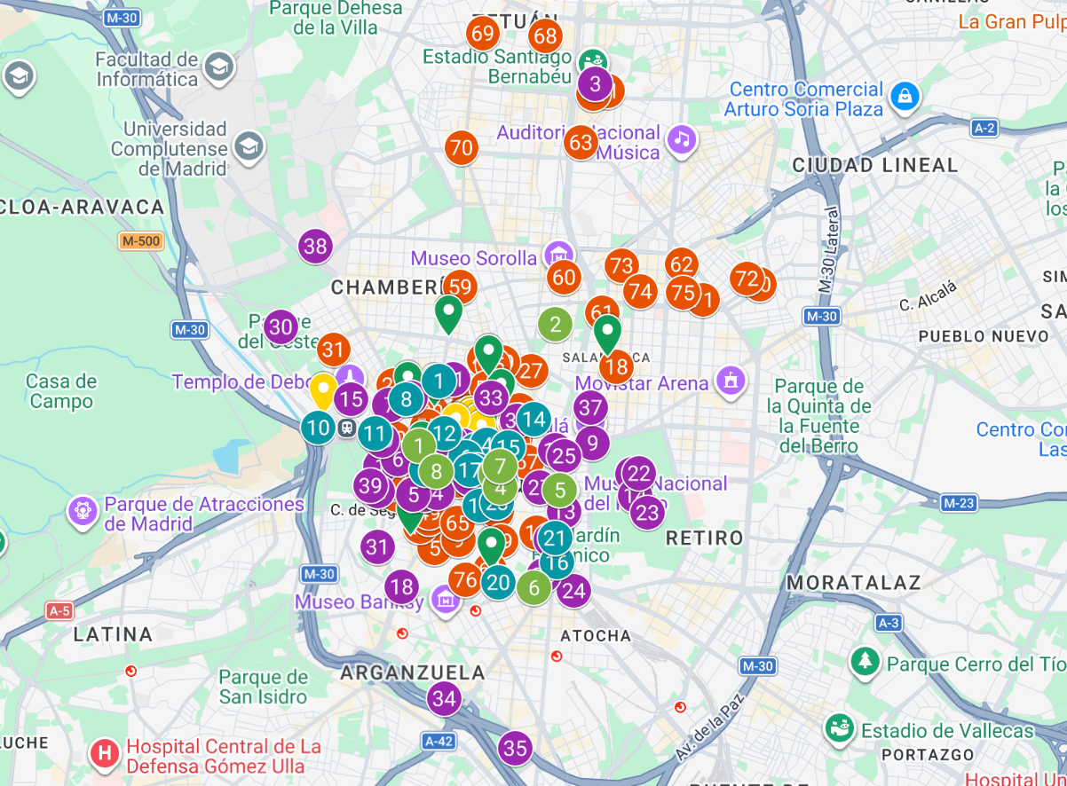 Mapa de restaurantes do guia