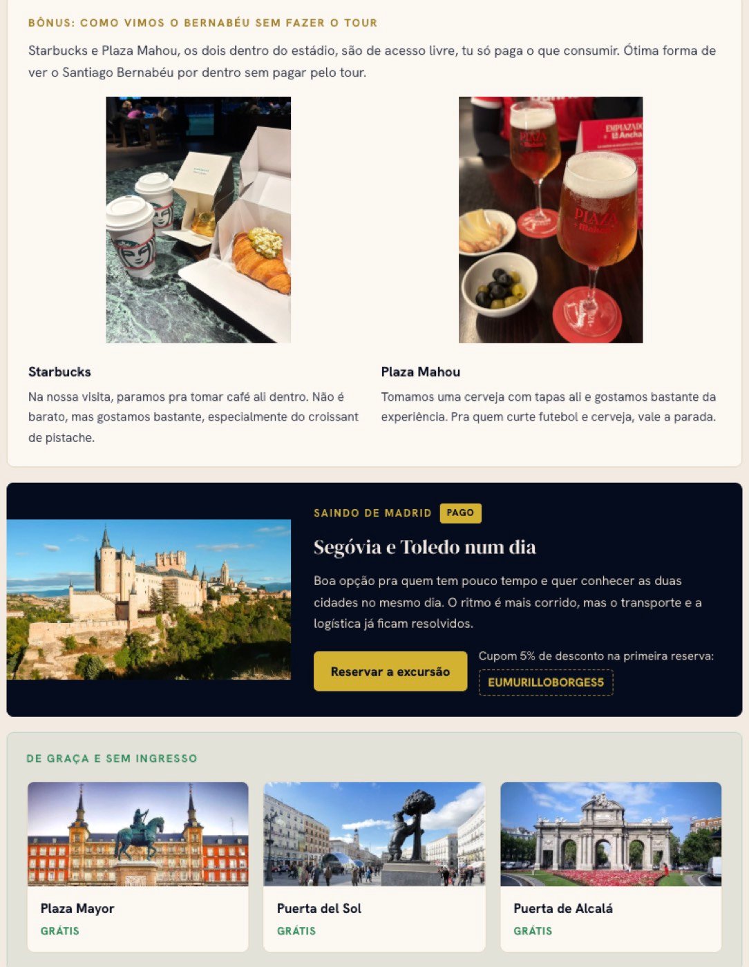 Passeios e experiências em Madrid